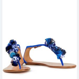 AQUAZZURA Firenze suede Pom Pom sandals